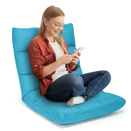 14-Position Adjustable Folding Lazy Gaming Sofa-Light Blue Costway