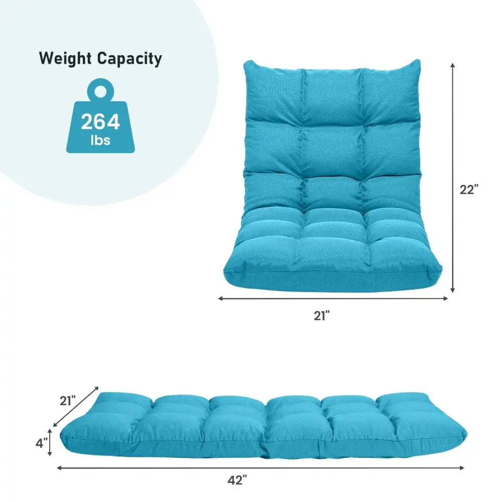 14-Position Adjustable Folding Lazy Gaming Sofa-Light Blue Costway