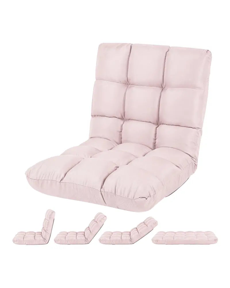 14-Position Adjustable Folding Lazy Gaming Sofa-Light Pink - Light Pink - Floor Chairs
