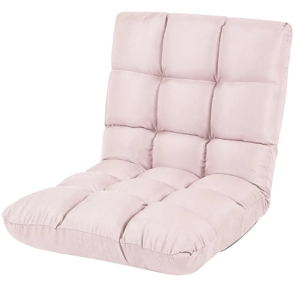 14-Position Adjustable Folding Lazy Gaming Sofa-Light Pink - Light Pink - Floor Chairs