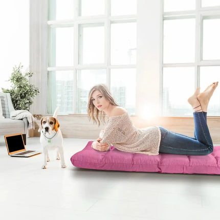 14-Position Adjustable Folding Lazy Gaming Sofa-Pink Costway