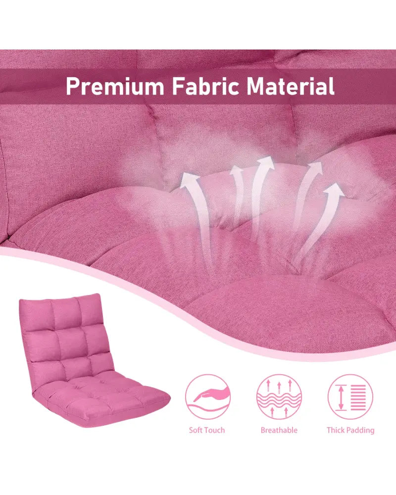 14-Position Adjustable Folding Lazy Gaming Sofa-Pink - Pink - Floor Chairs
