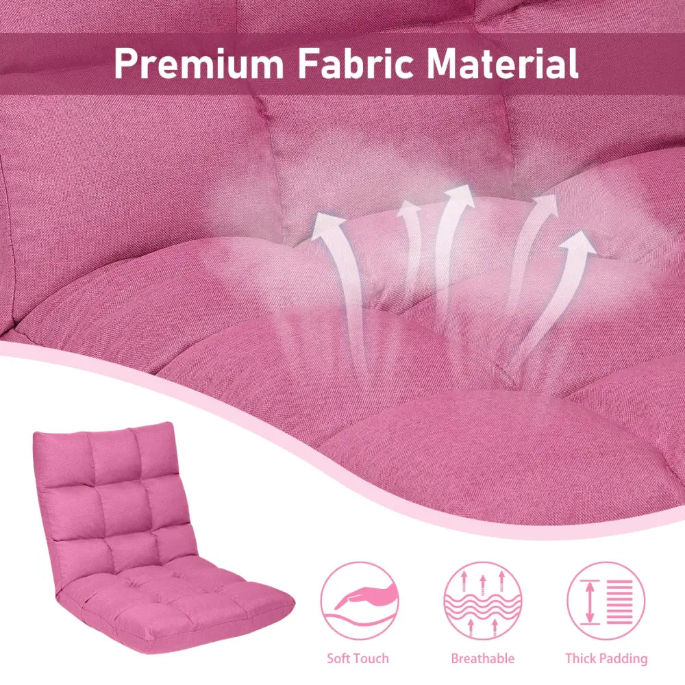 14-Position Adjustable Folding Lazy Gaming Sofa-Pink - Pink - Floor Chairs