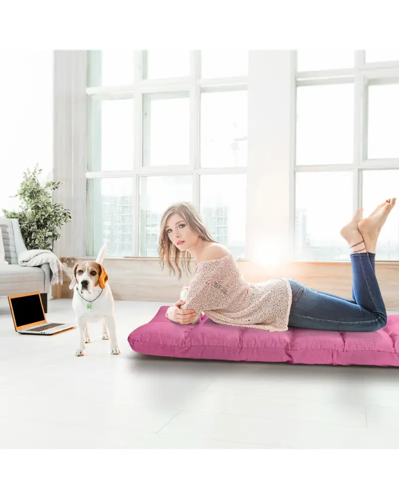 14-Position Adjustable Folding Lazy Gaming Sofa-Pink - Pink - Floor Chairs