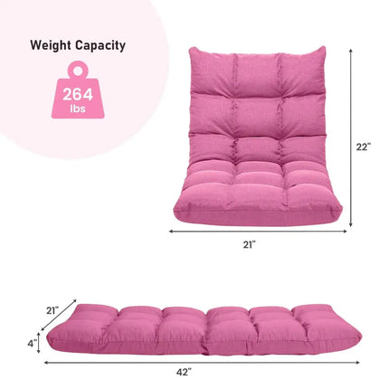 14-Position Adjustable Folding Lazy Gaming Sofa-Pink Costway