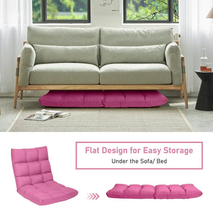 14-Position Adjustable Folding Lazy Gaming Sofa-Pink Costway