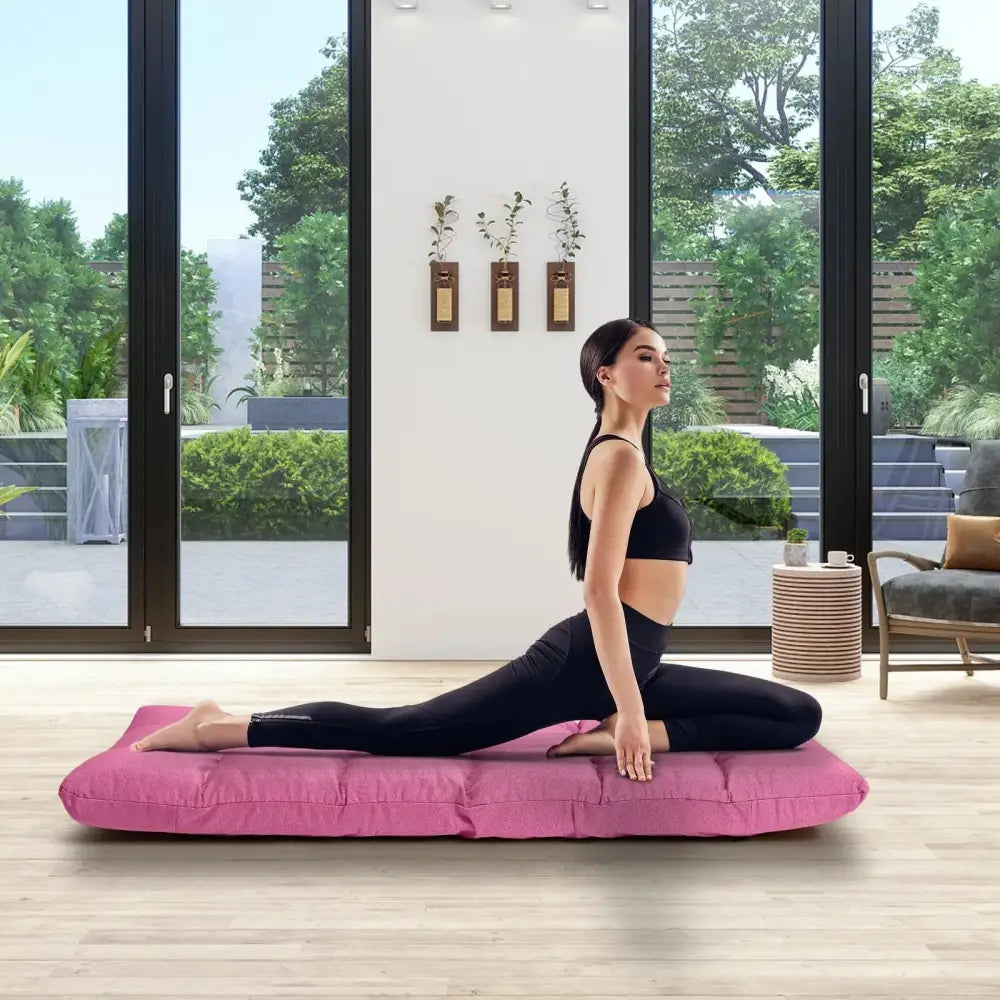 14-Position Adjustable Folding Lazy Gaming Sofa-Pink Costway