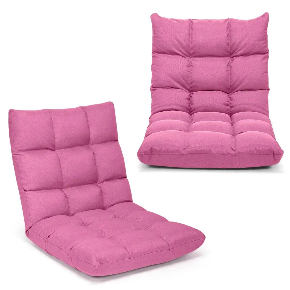 14-Position Adjustable Folding Lazy Gaming Sofa-Pink Costway