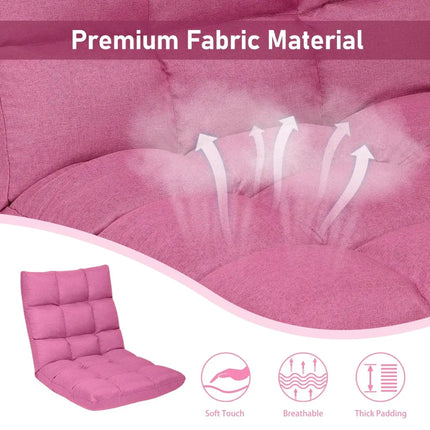 14-Position Adjustable Folding Lazy Gaming Sofa-Pink Costway