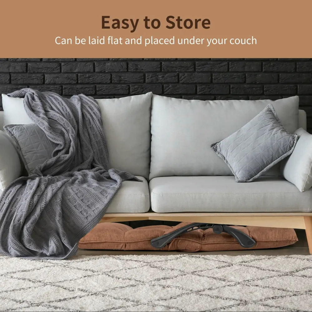 14-Position Adjusting Lazy Sofa Chair with Waist Pillow and Armrests-Coffee - Brown - Floor Chairs