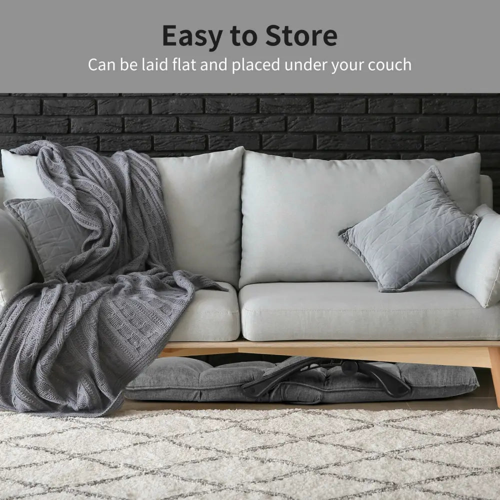 14-Position Adjusting Lazy Sofa Chair with Waist Pillow and Armrests-Gray - Gray - Floor Chairs