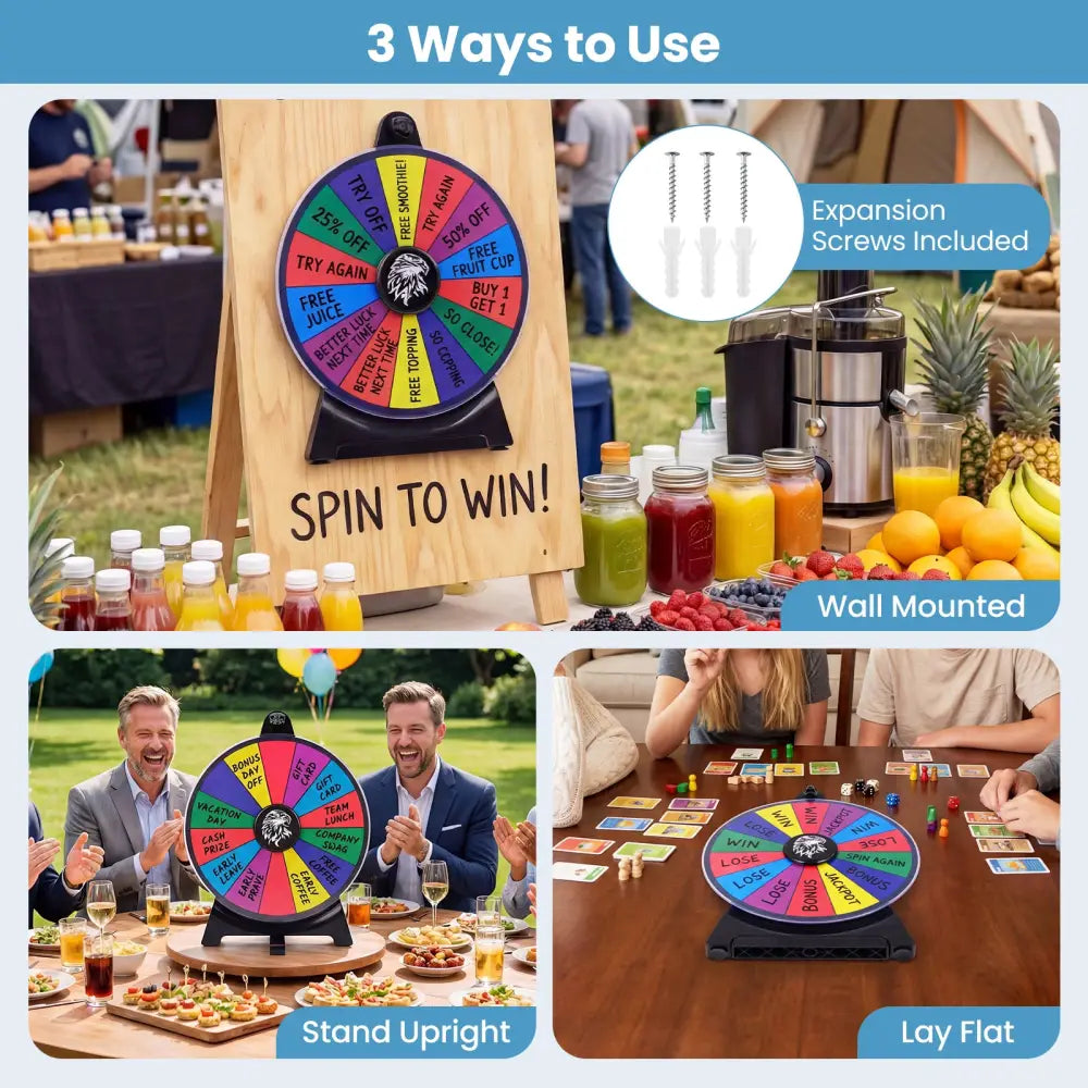 14 Slots Spin Wheel with Blackboard Marker-Multicolor - Multicolor - Game Room
