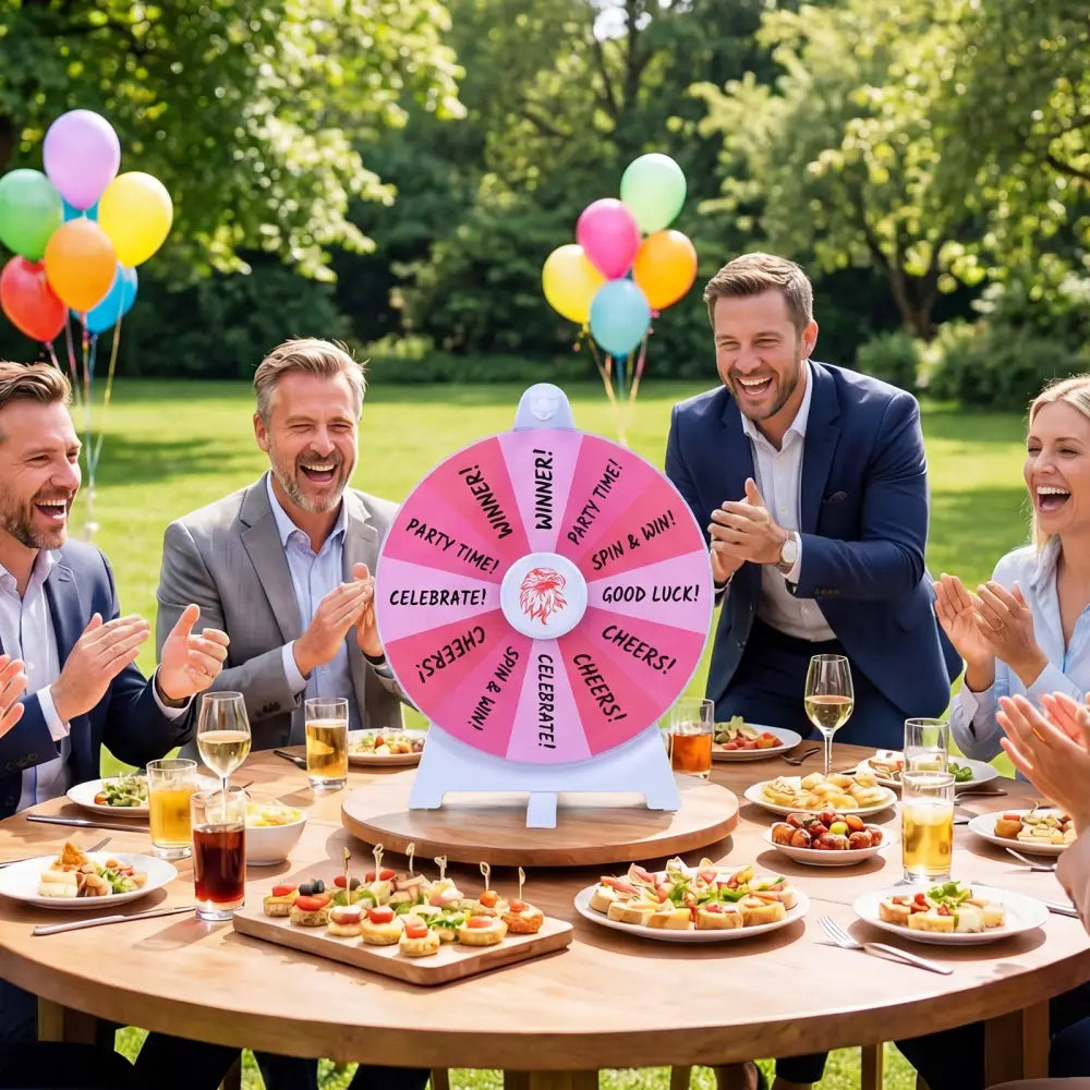 14 Slots Spin Wheel with Blackboard Marker-Pink - Pink - Game Room