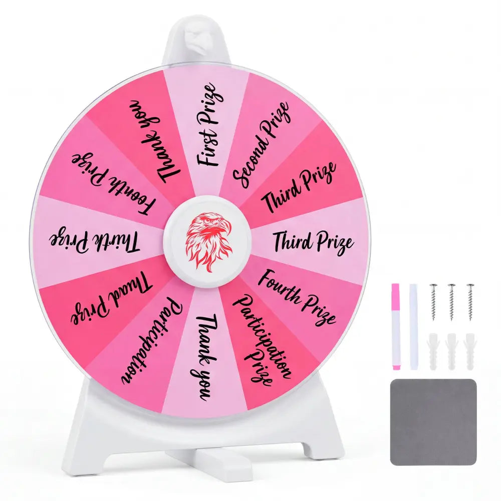 14 Slots Spin Wheel with Blackboard Marker-Pink - Pink - Game Room
