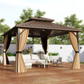 14 x 12 FT Hardtop Gazebo Outdoor Pergola for Patio Garden Deck Lawn Backyard Party Tent-Coffee - Coffee - Gazebos