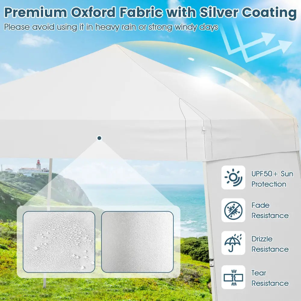 14 x 9.2 Feet Pop up Canopy Tent with 2 Convertible Sidewalls to Awning and Stakes-White - White - Canopies