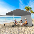 14 x 9.2 Feet Pop up Canopy Tent with 2 Convertible Sidewalls to Awning and Stakes-Gray - Gray - Canopies