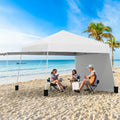 14 x 9.2 Feet Pop up Canopy Tent with 2 Convertible Sidewalls to Awning and Stakes-White - White - Canopies
