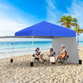 14 x 9.2 Feet Pop up Canopy Tent with 2 Convertible Sidewalls to Awning and Stakes-Blue - Blue - Canopies