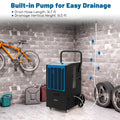 140 Pints Commercial Dehumidifier Crawl Space Dehumidifier with Pump and Drain Hose-Blue Costway