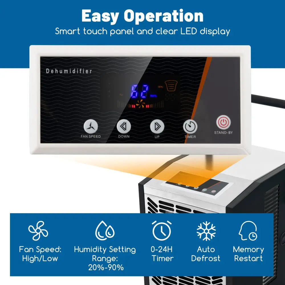 140 Pints Commercial Dehumidifier Crawl Space Dehumidifier with Pump and Drain Hose-White - White - Dehumidifiers