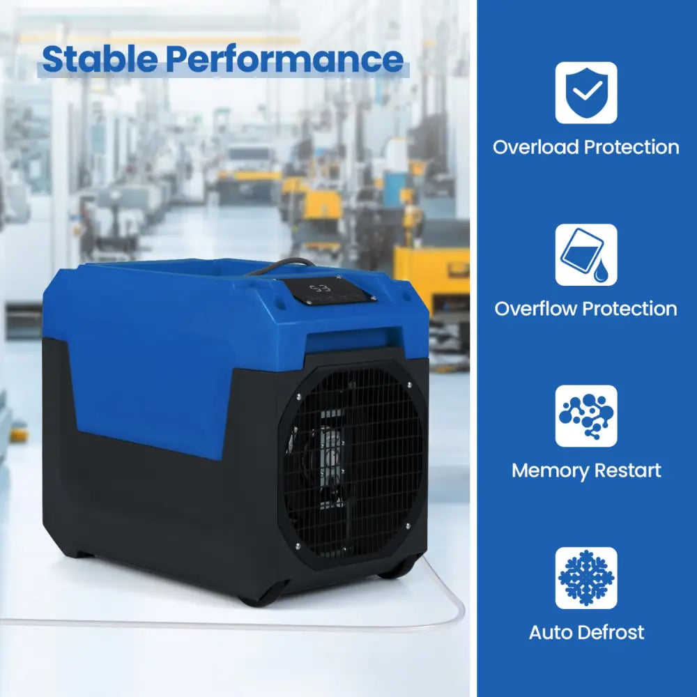140 Pints Commercial Dehumidifier with Pump and Drain Hose-Blue - Blue - Dehumidifiers