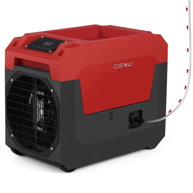 140 Pints Commercial Dehumidifier with Pump and Drain Hose-Red - Red - Dehumidifiers