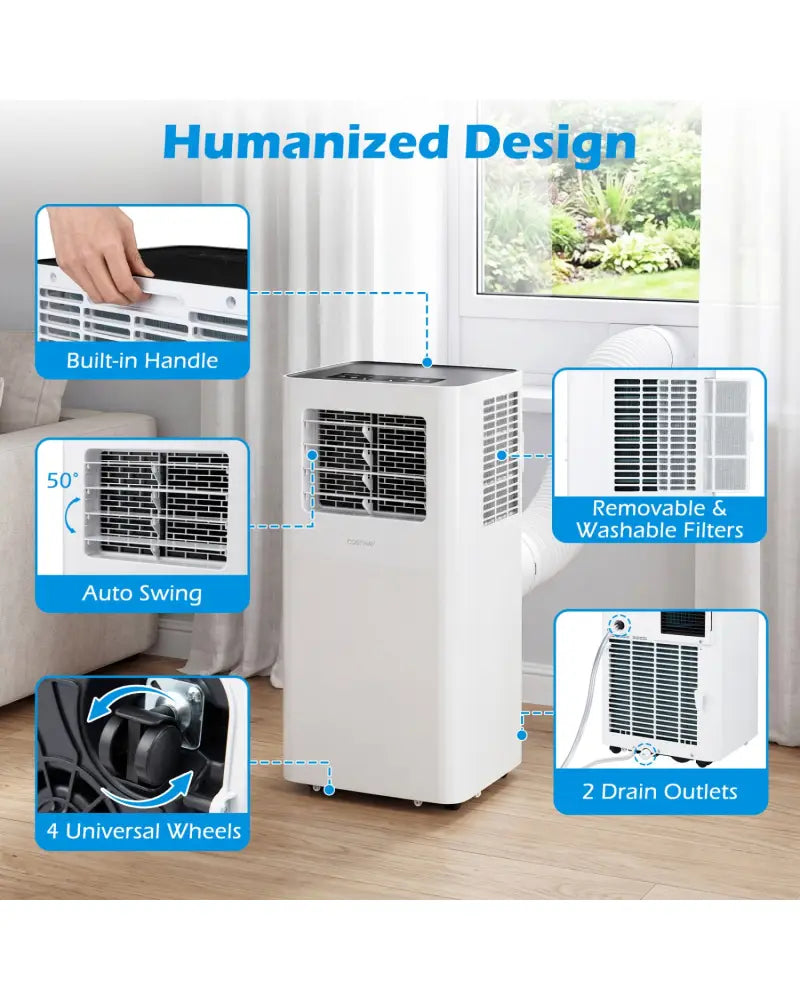 14000 BTU 3-in-1 Smart AC with Wi-Fi and Remote Control & Window Kit-White - White - Portable Air Conditioners