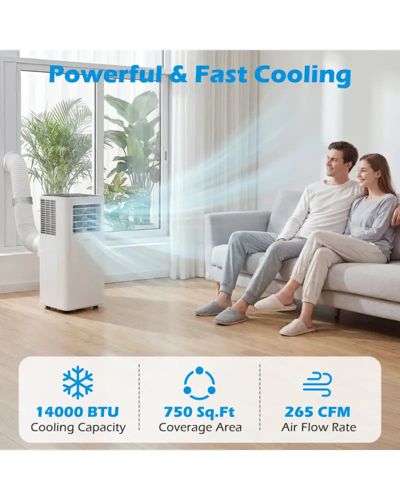 14000 BTU 3-in-1 Smart AC with Wi-Fi and Remote Control & Window Kit-White - White - Portable Air Conditioners