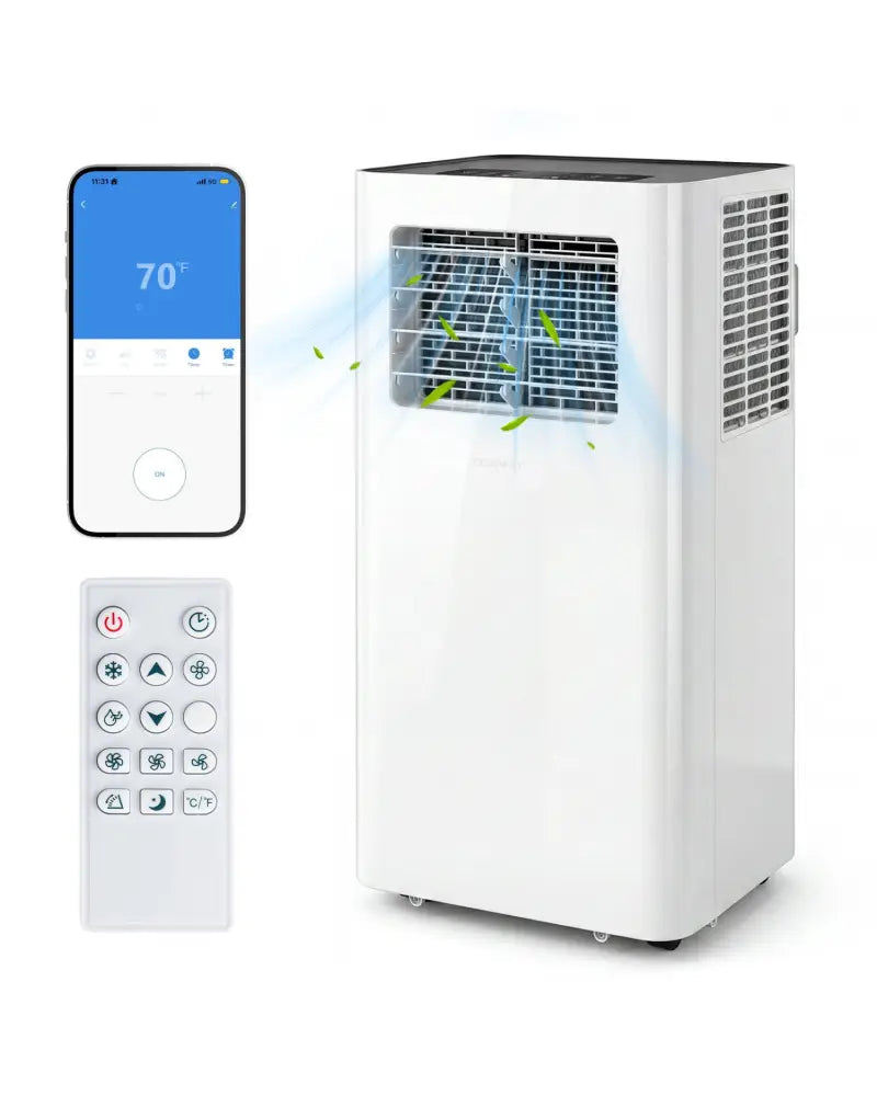 14000 BTU 3-in-1 Smart AC with Wi-Fi and Remote Control & Window Kit-White - White - Portable Air Conditioners