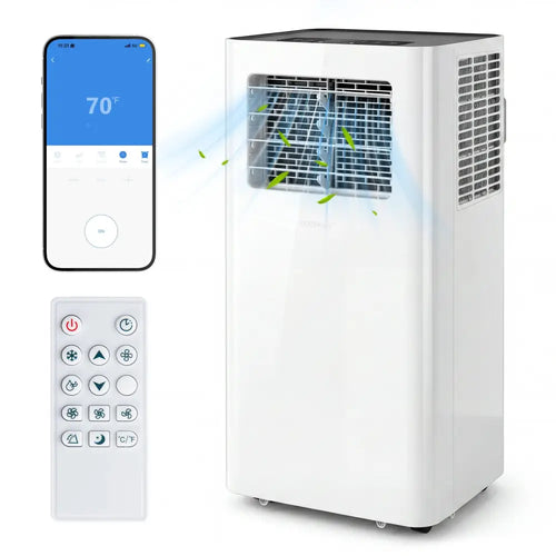 14000 BTU 3-in-1 Smart AC with Wi-Fi and Remote Control & Window Kit-White - White - Portable Air Conditioners