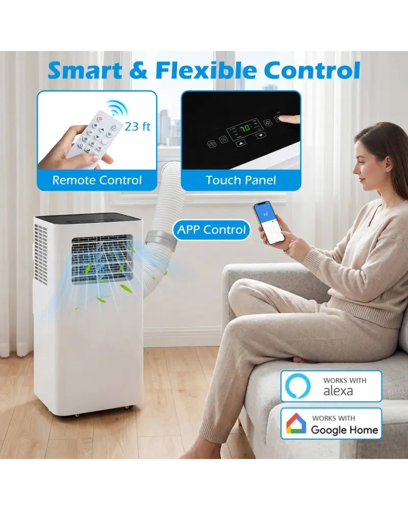 14000 BTU 3-in-1 Smart AC with Wi-Fi and Remote Control & Window Kit-White - White - Portable Air Conditioners