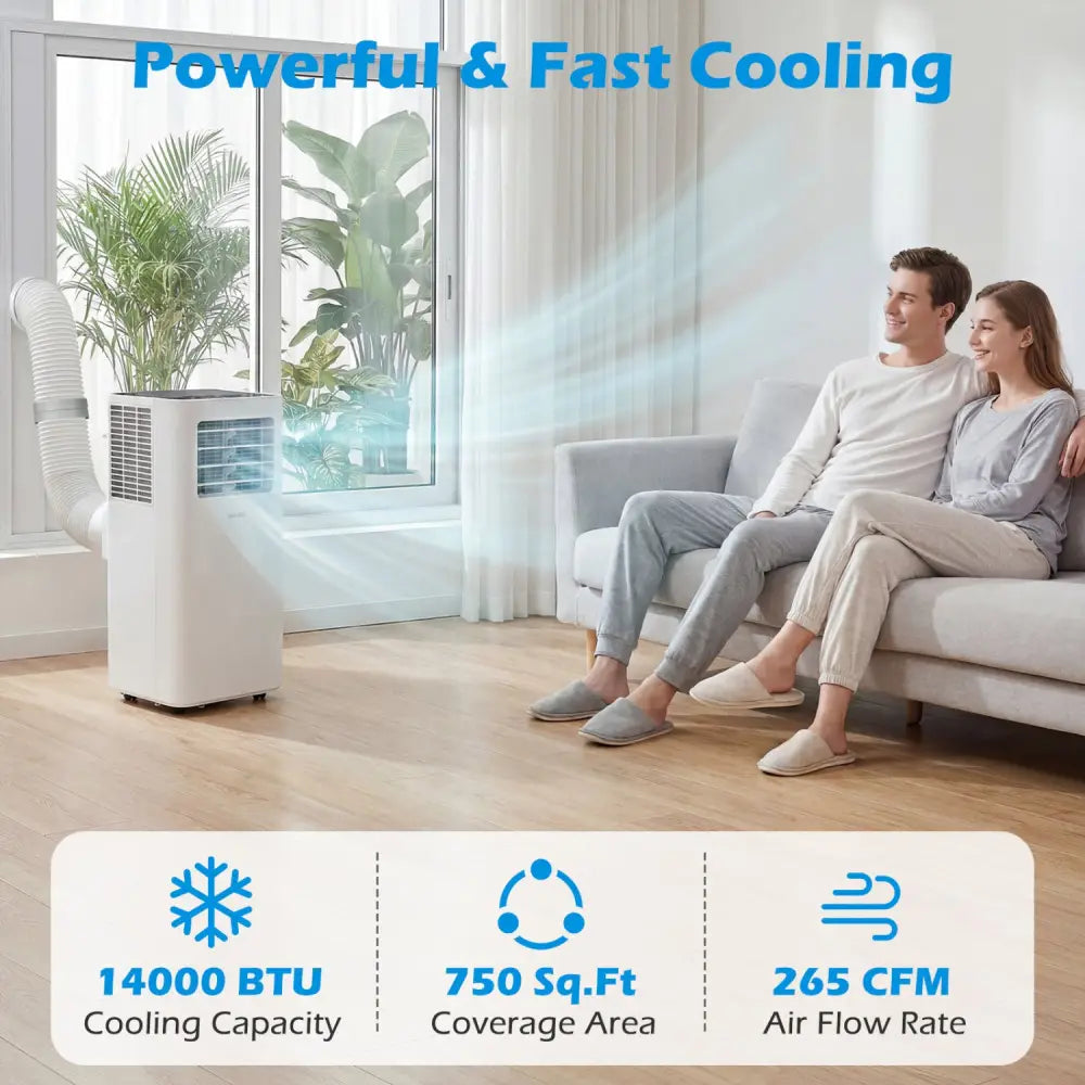 14000 BTU 3-in-1 Smart AC with Wi-Fi and Remote Control & Window Kit-White - White - Portable Air Conditioners