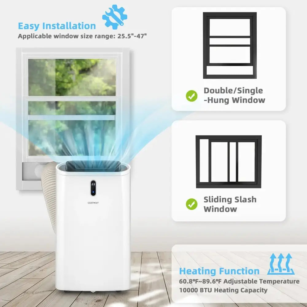14000 BTU(Ashrae) Portable Air Conditioner with APP and WiFi Control-White Costway