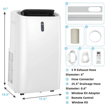 14000 BTU(Ashrae) Portable Air Conditioner with APP and WiFi Control-White Costway