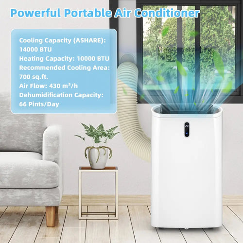 14000 BTU(Ashrae) Portable Air Conditioner with APP and WiFi Control-White - White - Portable Air Conditioners