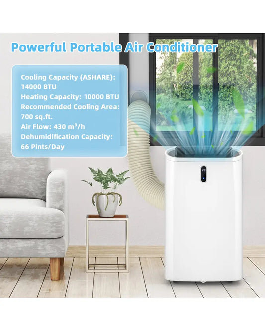 14000 BTU(Ashrae) Portable Air Conditioner with APP and WiFi Control-White - White - Portable Air Conditioners