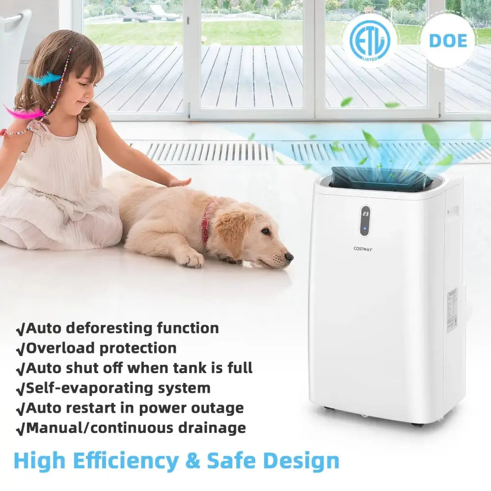 14000 BTU(Ashrae) Portable Air Conditioner with APP and WiFi Control-White Costway