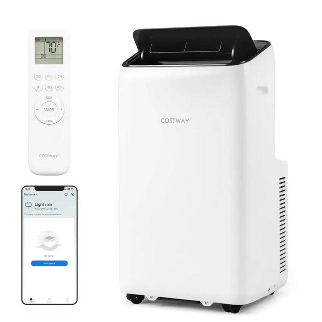 14000 BTU Inverter Portable Air Conditioner 3 in 1 Wifi Enabled AC Unit-White Costway