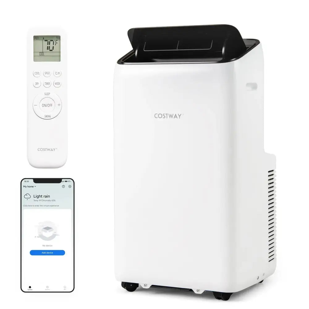 14000 BTU Inverter Portable Air Conditioner 3 in 1 Wifi Enabled AC Unit-White Costway