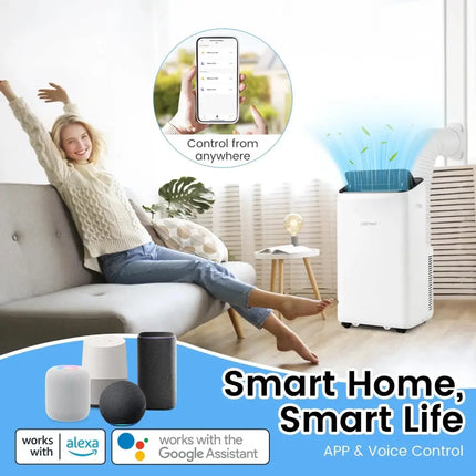 14000 BTU Inverter Portable Air Conditioner 3 in 1 Wifi Enabled AC Unit-White Costway
