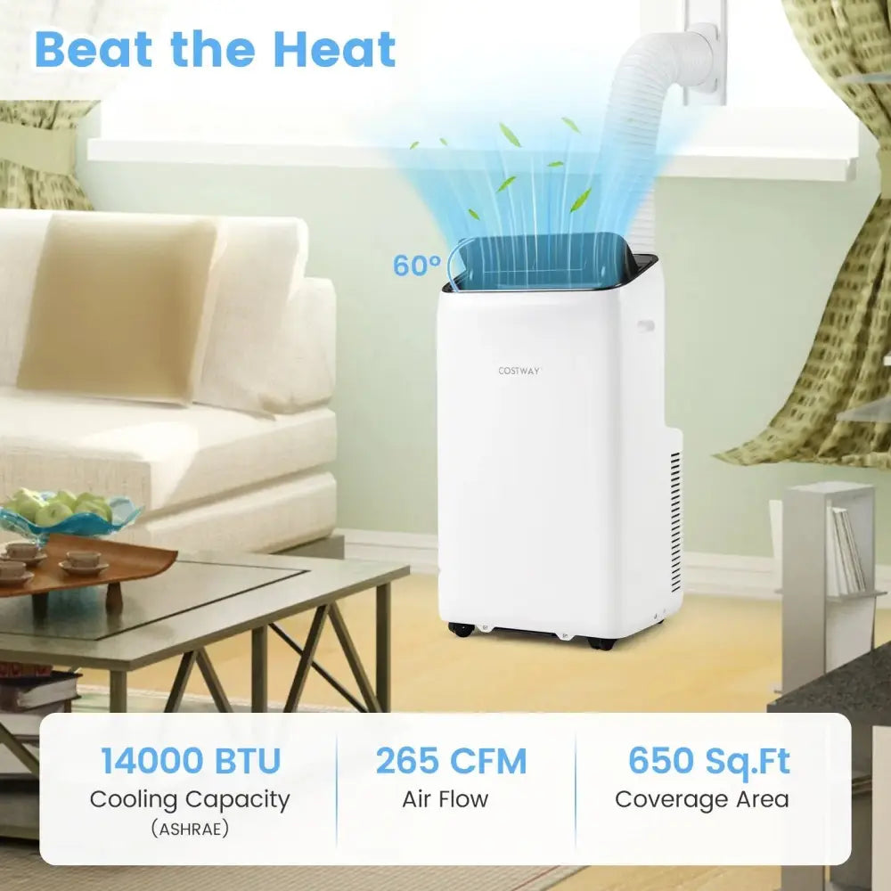 14000 BTU Inverter Portable Air Conditioner 3 in 1 Wifi Enabled AC Unit-White Costway