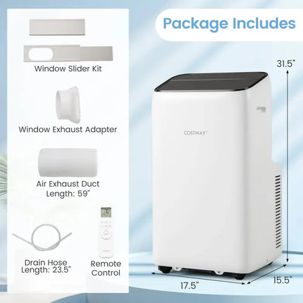 14000 BTU Inverter Portable Air Conditioner 3 in 1 Wifi Enabled AC Unit-White Costway
