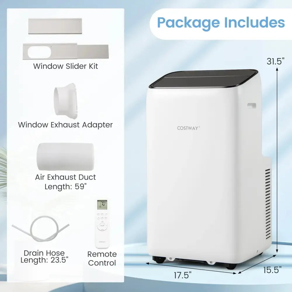 14000 BTU Inverter Portable Air Conditioner 3 in 1 Wifi Enabled AC Unit-White Costway