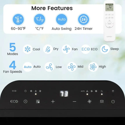 14000 BTU Inverter Portable Air Conditioner 3 in 1 Wifi Enabled AC Unit-White Costway