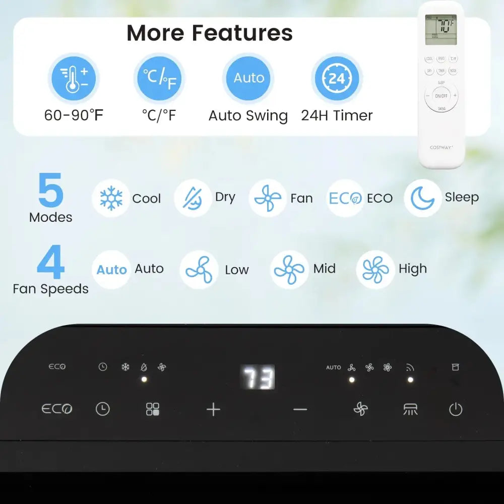 14000 BTU Inverter Portable Air Conditioner 3 in 1 Wifi Enabled AC Unit-White Costway