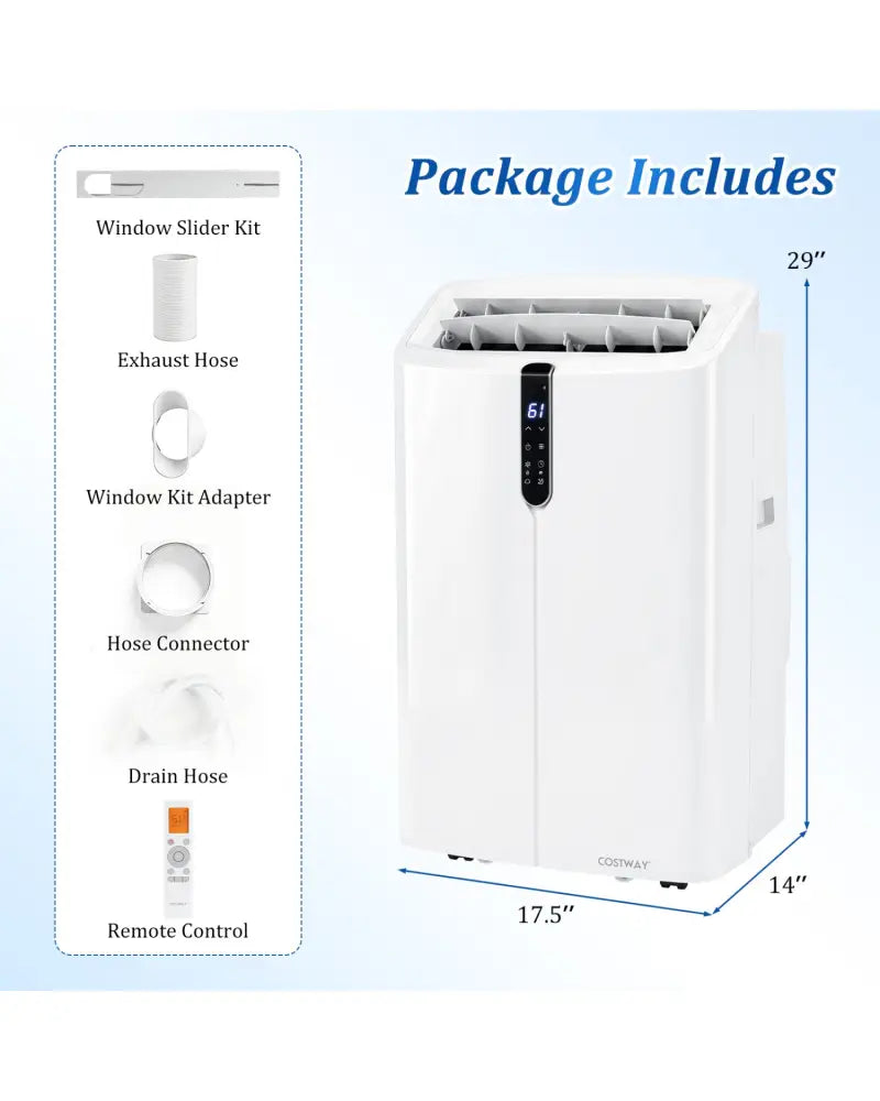 14000 BTU Smart Portable AC with APP Voice Control 47 dB for Rooms 750 Sq.Ft-White - White - Portable Air Conditioners