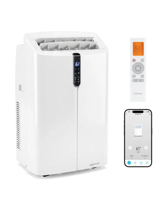 14000 BTU Smart Portable AC with APP Voice Control 47 dB for Rooms 750 Sq.Ft-White - White - Portable Air Conditioners
