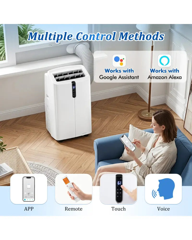14000 BTU Smart Portable AC with APP Voice Control 47 dB for Rooms 750 Sq.Ft-White - White - Portable Air Conditioners