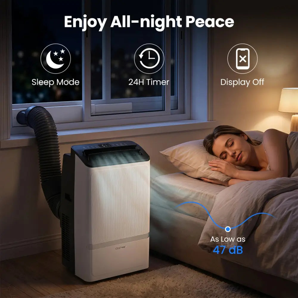14000 BTU WiFi Enabled Portable Air Conditioner with Dehumidifier and 24H Timer-Black - Black - Portable Air